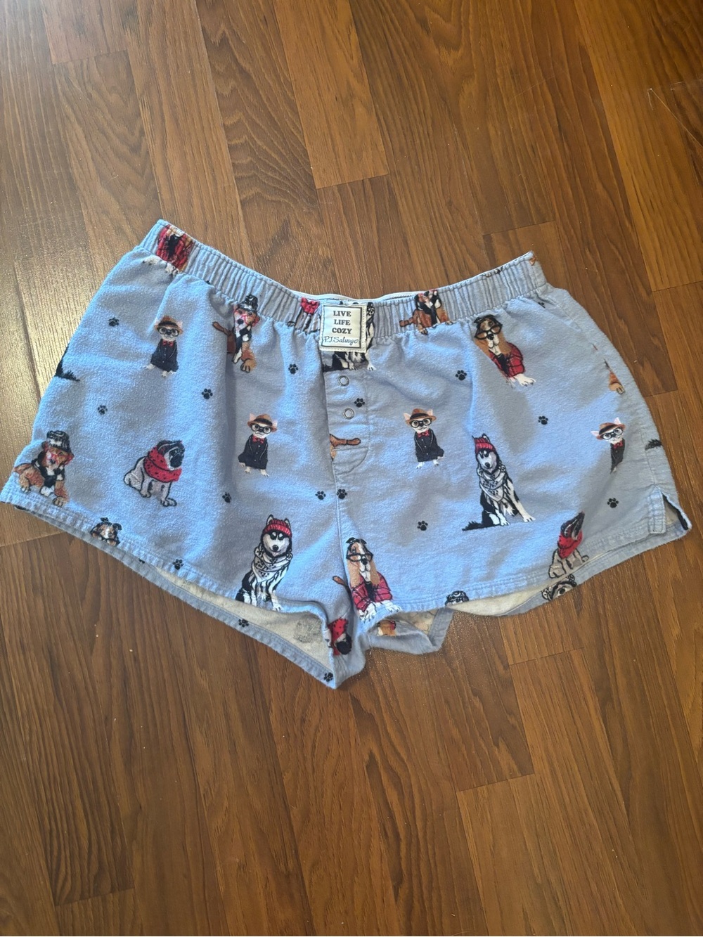 PJ salvage Women’s Light Blue Dog Print Lounge Shorts